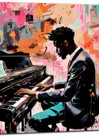 Peinture Harmonie en Couleur : Un Pianiste et Son Art harmonie en couleur : un pianiste et son art