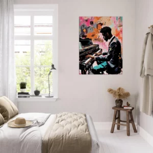 Peinture Harmonie en Couleur : Un Pianiste et Son Art