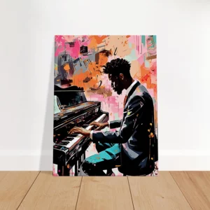 Peinture Harmonie en Couleur : Un Pianiste et Son Art