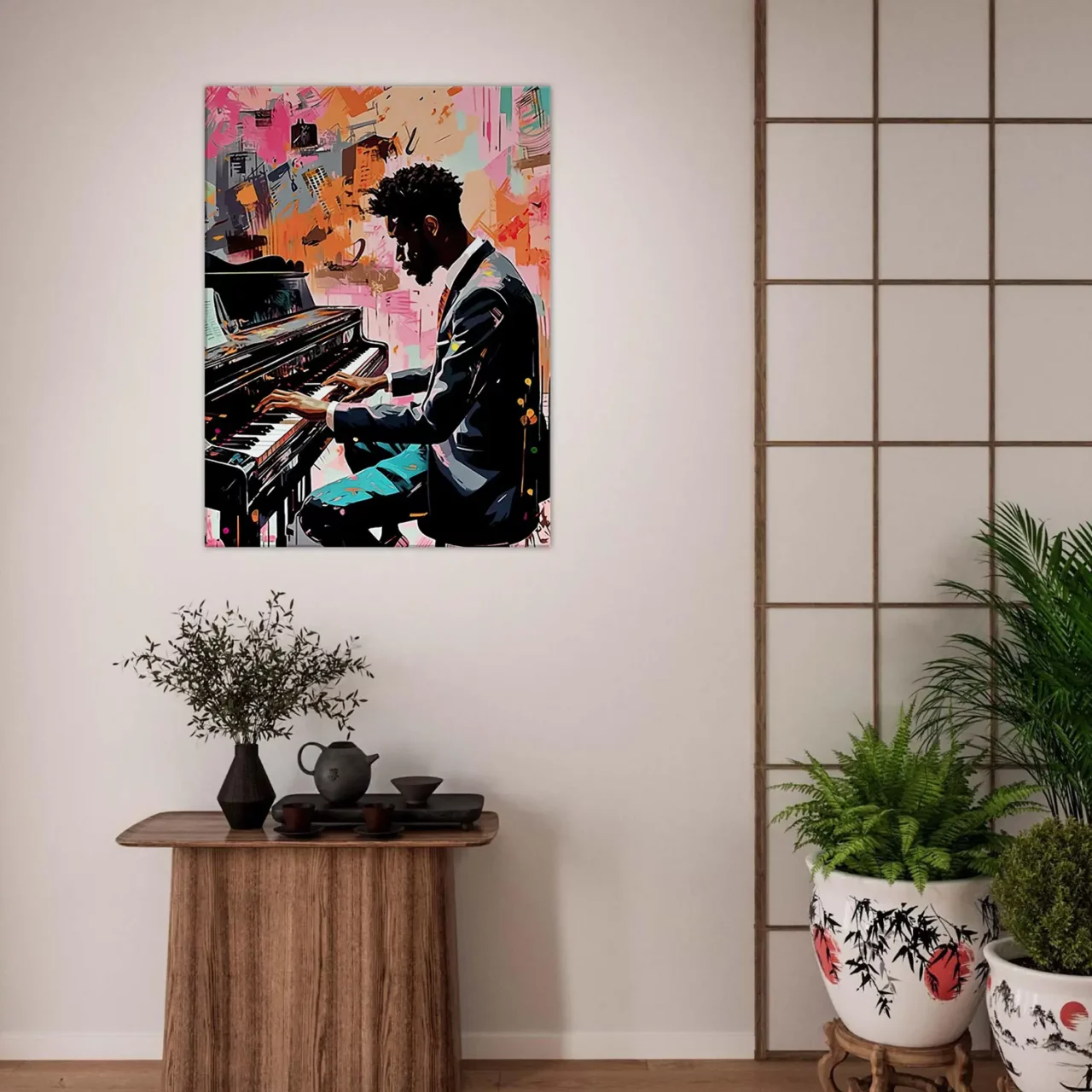 Peinture Harmonie en Couleur : Un Pianiste et Son Art harmonie en couleur : un pianiste et son art