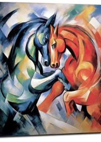 Peinture Le combat de chevaux – Duel de couleur le combat de chevaux