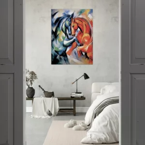 le combat de chevaux duel de couleur