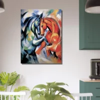 Peinture Le combat de chevaux – Duel de couleur le combat de chevaux duel de couleur