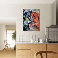 Peinture Le combat de chevaux – Duel de couleur le combat de chevaux duel de couleur