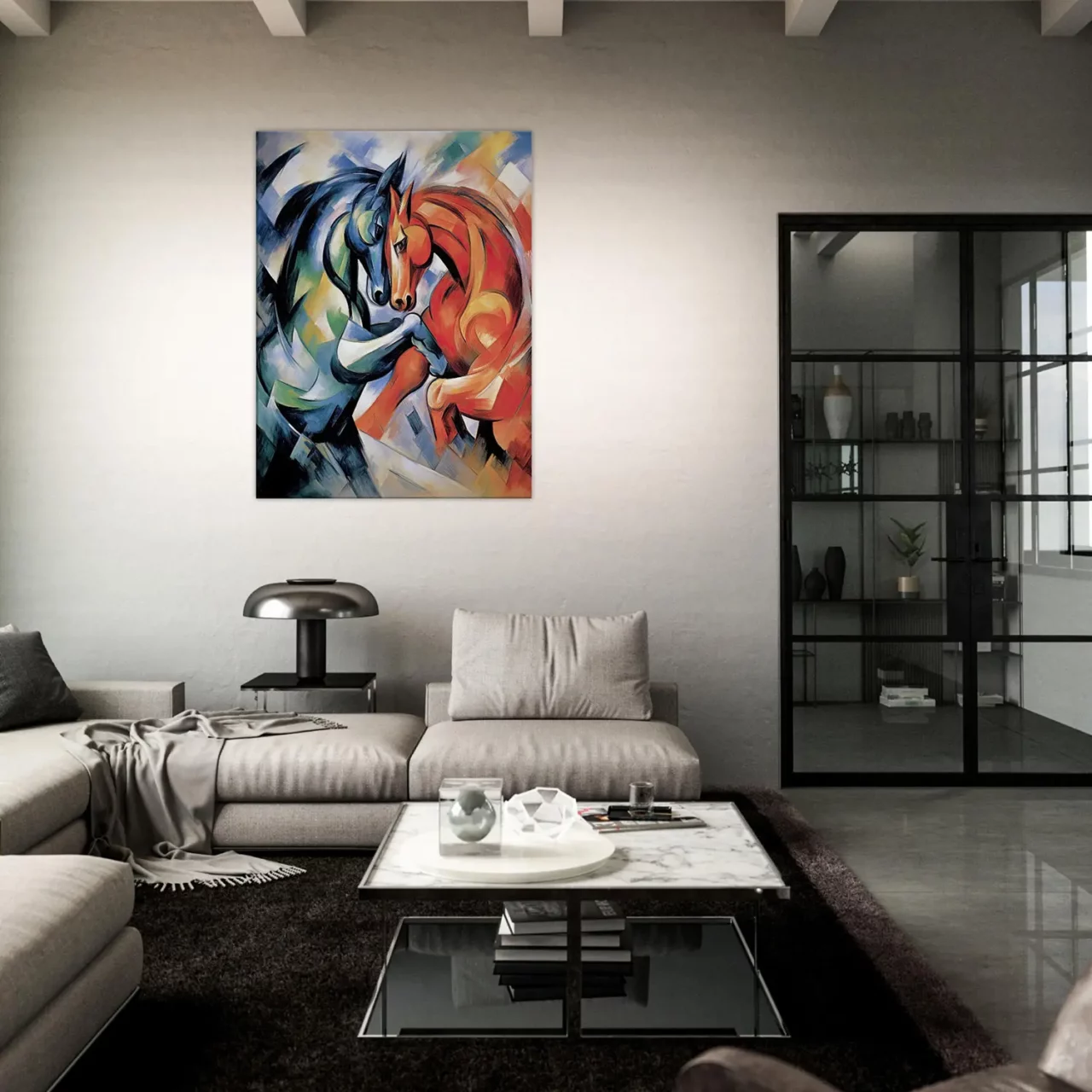 le combat de chevaux duel de couleur