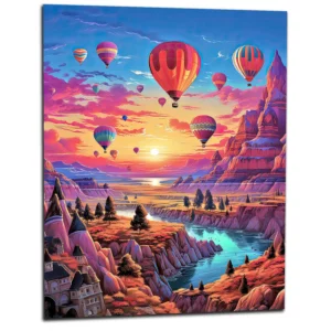 Montgolfières et Paysage de Cappadoce coloré