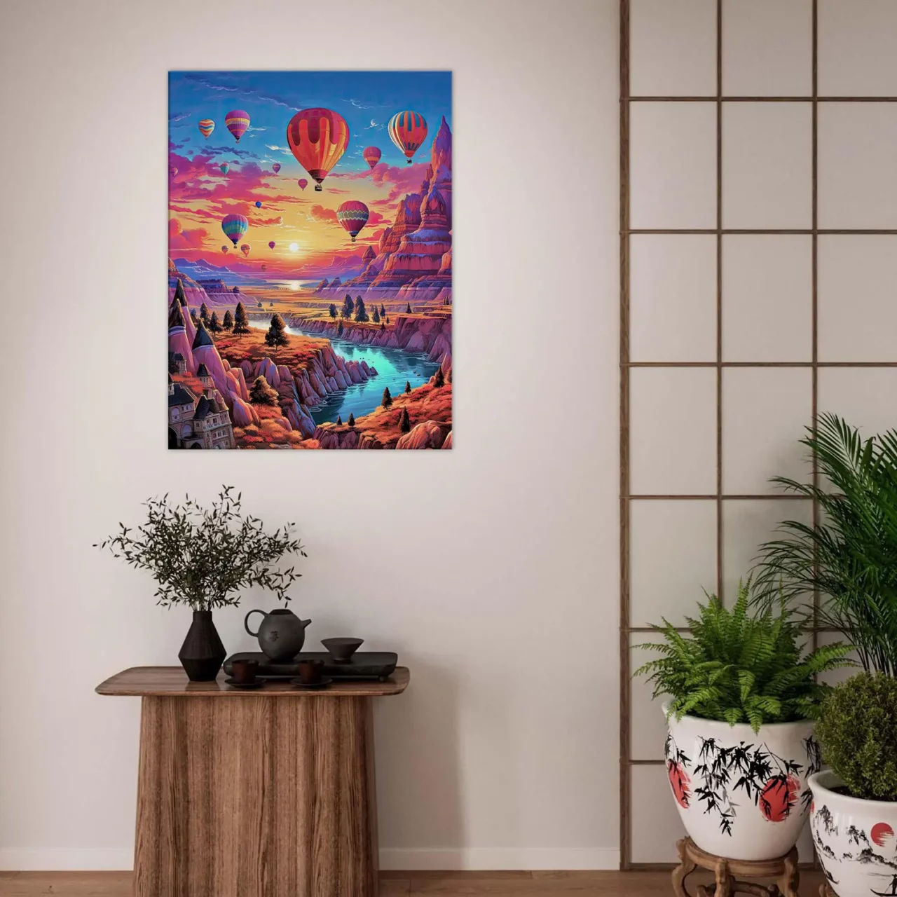 Montgolfières et Paysage de Cappadoce coloré montgolfières et paysage de cappadoce coloré