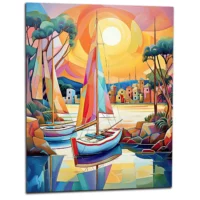 Peinture Voiliers Colorés sur la Marina peinture voiliers colorés sur la marina