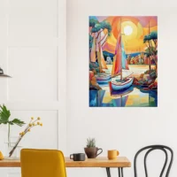 Peinture Voiliers Colorés sur la Marina peinture voiliers colorés sur la marina