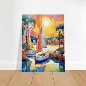 peinture voiliers colorés sur la marina