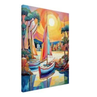 Peinture Voiliers Colorés sur la Marina peinture voiliers colorés sur la marina