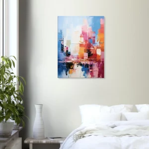 reflets urbains dans un jeu abstrait de lumière et de couleur