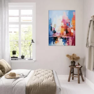 reflets urbains dans un jeu abstrait de lumière et de couleur