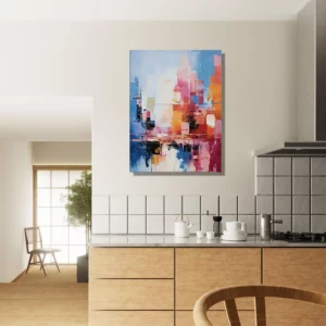 reflets urbains dans un jeu abstrait de lumière et de couleur