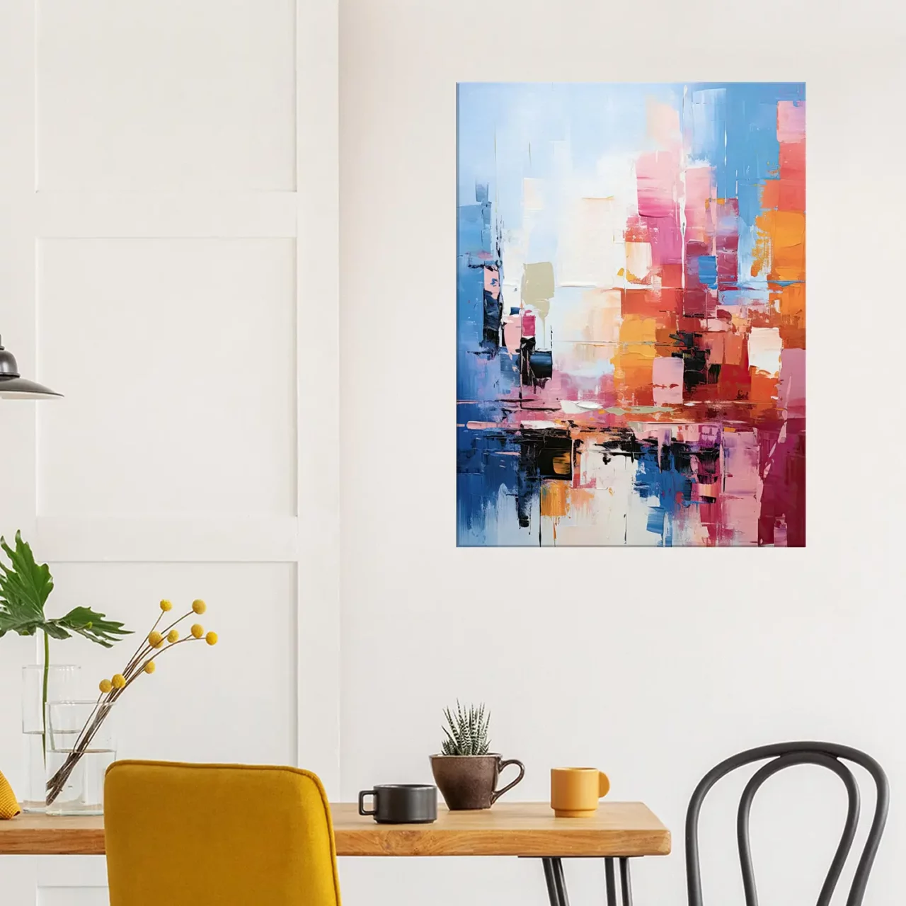 reflets urbains dans un jeu abstrait de lumière et de couleur