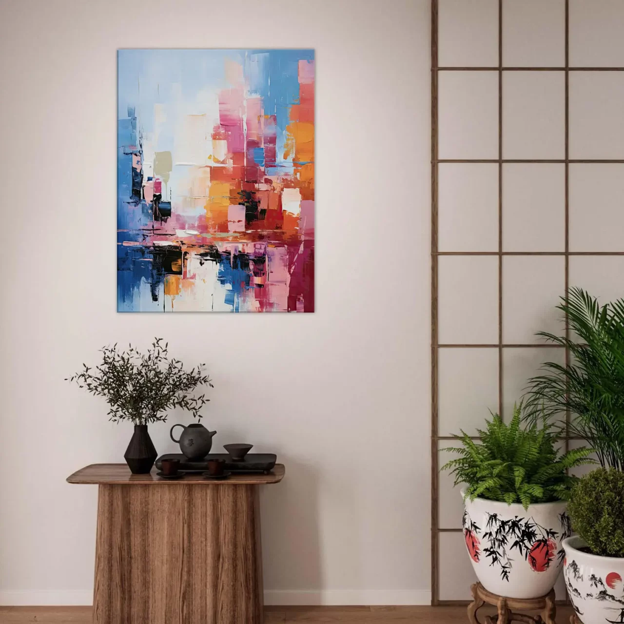 reflets urbains dans un jeu abstrait de lumière et de couleur