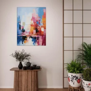 reflets urbains dans un jeu abstrait de lumière et de couleur