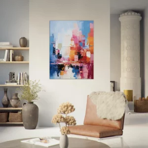 reflets urbains dans un jeu abstrait de lumière et de couleur