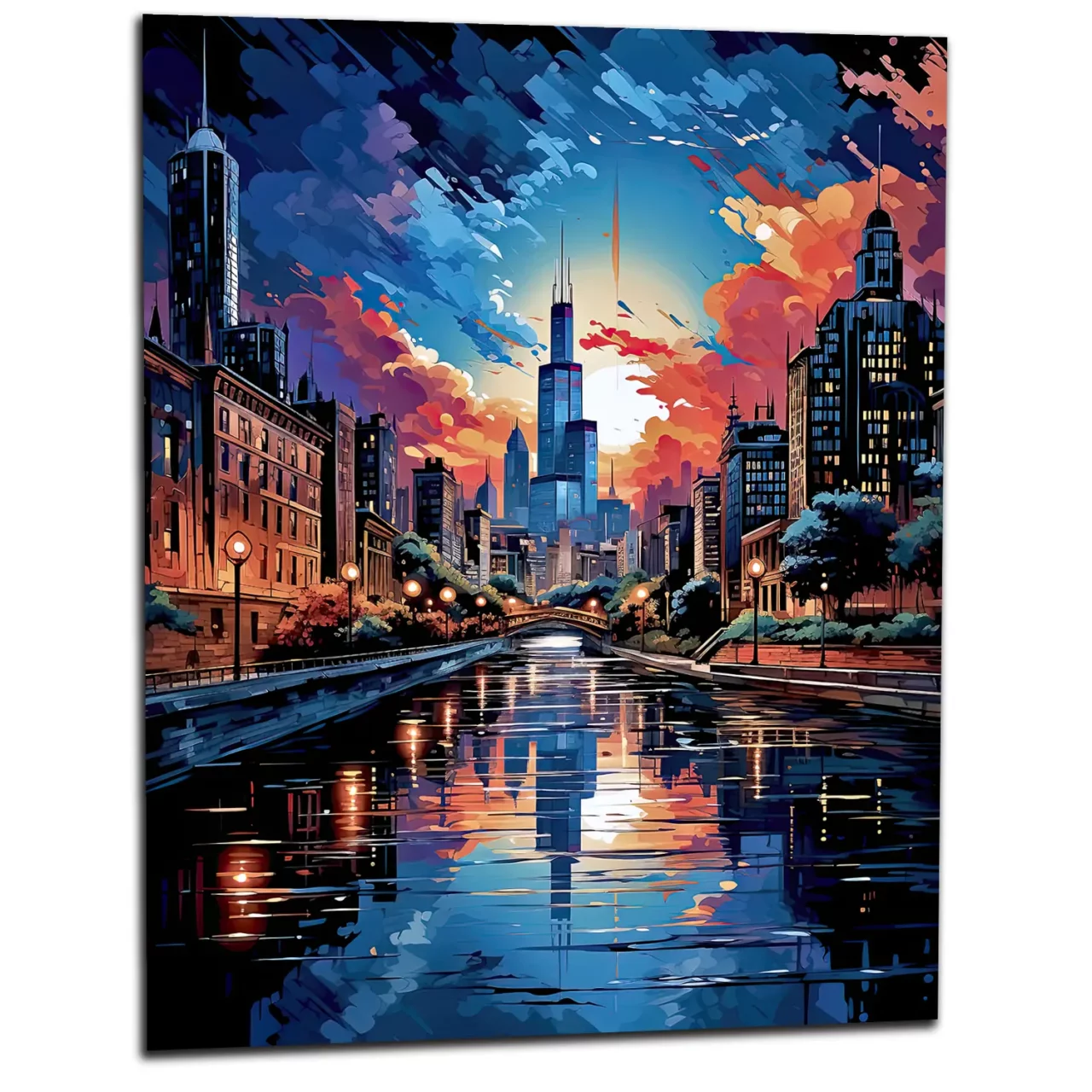 reflets de chicago au crépuscule