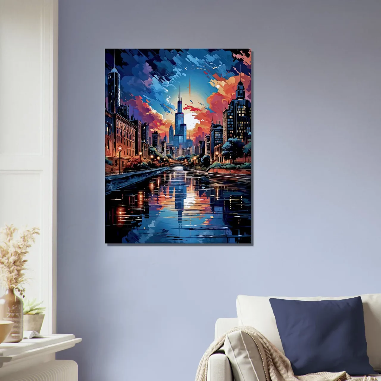 reflets de chicago au crépuscule