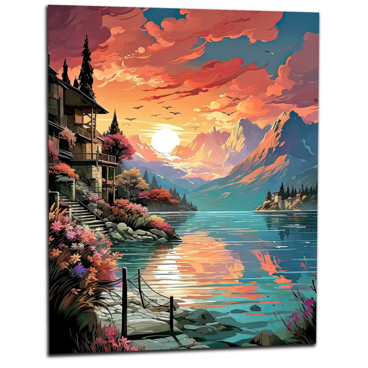 Tableau Reflets dorés sur le lac de Côme reflets dorés sur le lac de côme