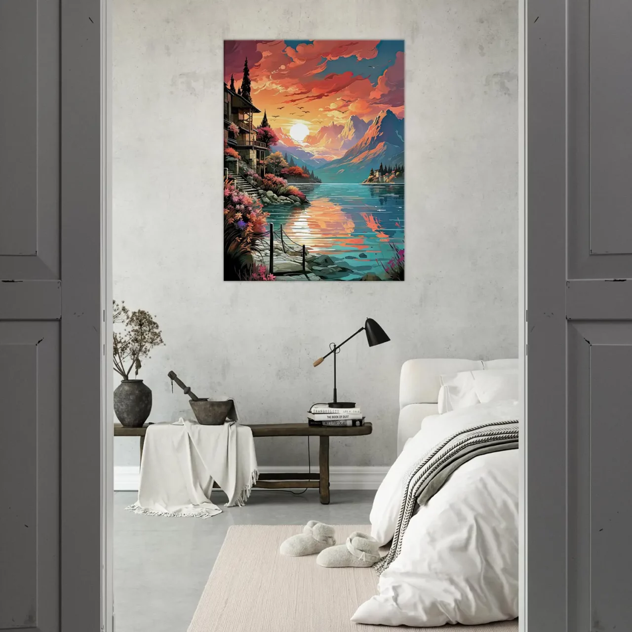 Tableau Reflets dorés sur le lac de Côme reflets dorés sur le lac de côme