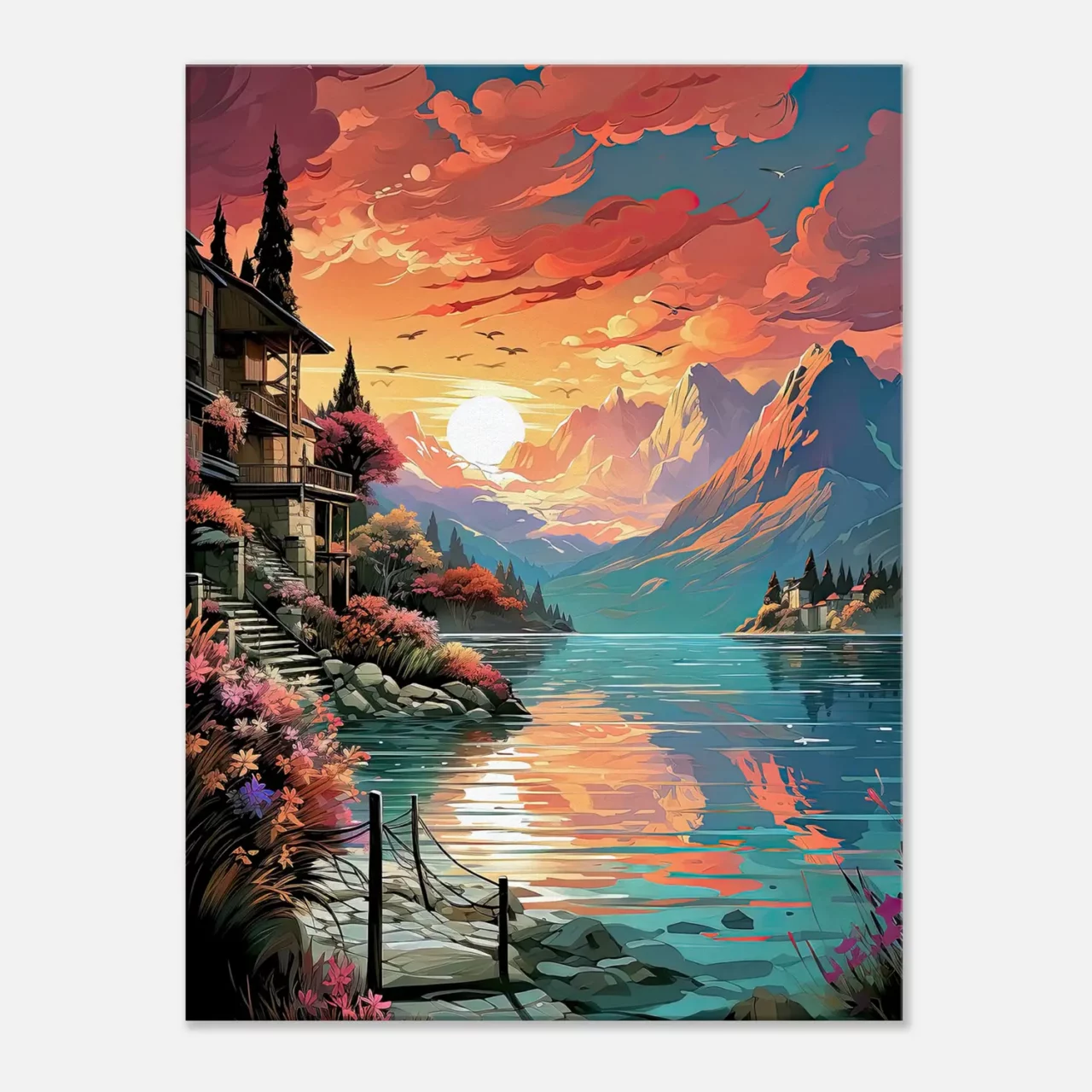 Tableau Reflets dorés sur le lac de Côme reflets dorés sur le lac de côme