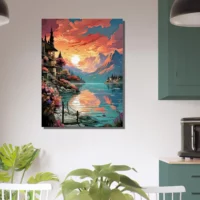 Tableau Reflets dorés sur le lac de Côme reflets dorés sur le lac de côme