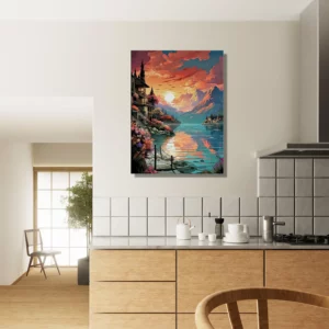 Tableau Reflets dorés sur le lac de Côme reflets dorés sur le lac de côme