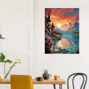 Tableau Reflets dorés sur le lac de Côme reflets dorés sur le lac de côme