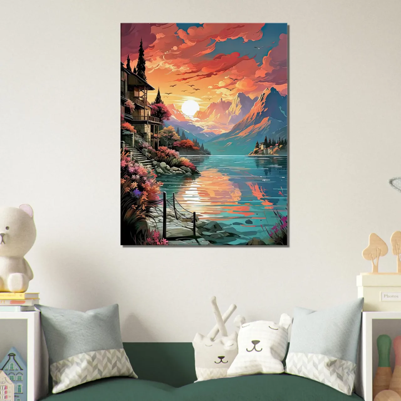 Tableau Reflets dorés sur le lac de Côme reflets dorés sur le lac de côme