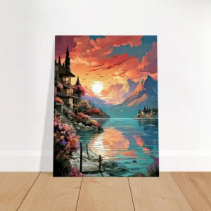 Tableau Reflets dorés sur le lac de Côme reflets dorés sur le lac de côme