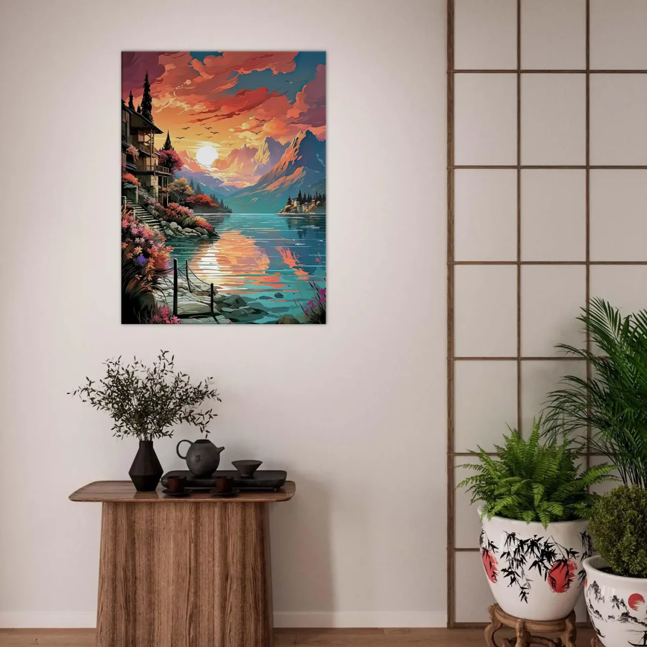 Tableau Reflets dorés sur le lac de Côme reflets dorés sur le lac de côme