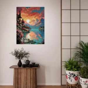 Tableau Reflets dorés sur le lac de Côme reflets dorés sur le lac de côme