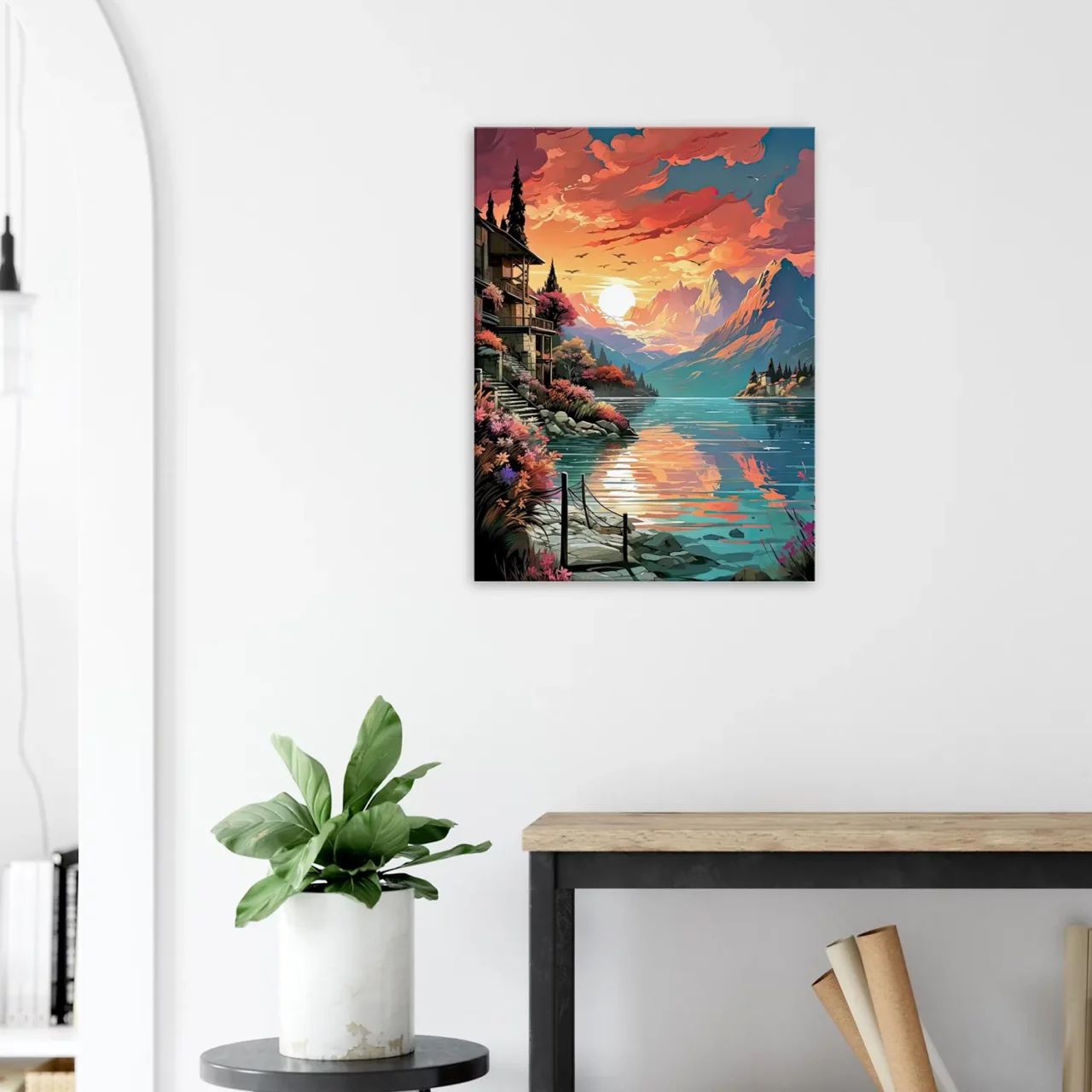 Tableau Reflets dorés sur le lac de Côme reflets dorés sur le lac de côme