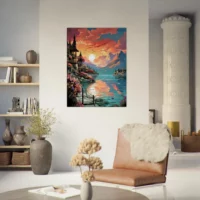 reflets dorés sur le lac de côme