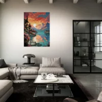 reflets dorés sur le lac de côme