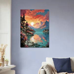 Tableau Reflets dorés sur le lac de Côme reflets dorés sur le lac de côme