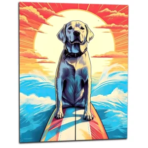 Surfeur Canin : Aventure d’Été sur les Vagues