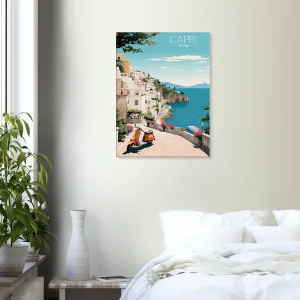 Cadre Évasion Vintage à Capri, Perle d’Italie capri style affiche rétro