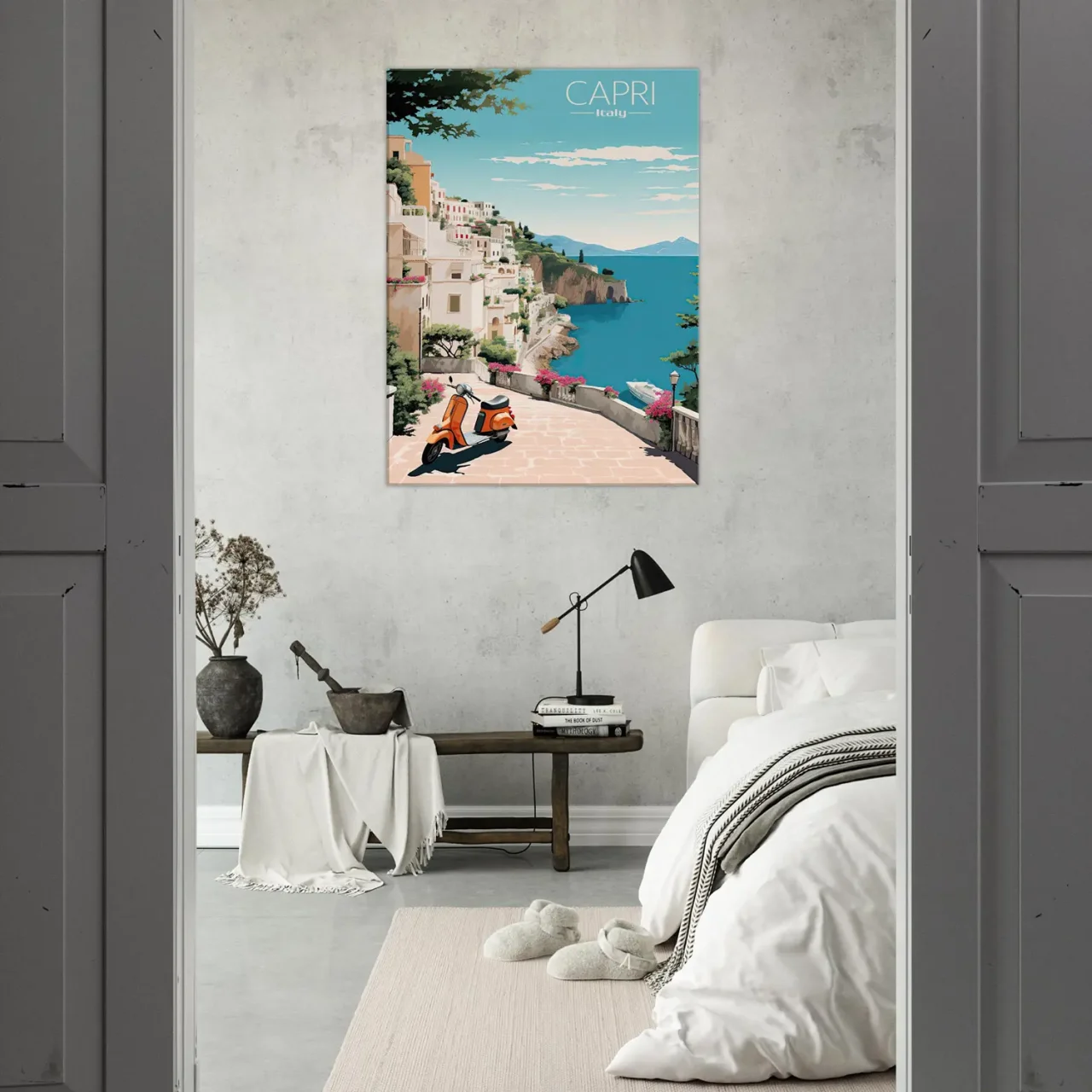 Cadre Évasion Vintage à Capri, Perle d’Italie capri style affiche rétro