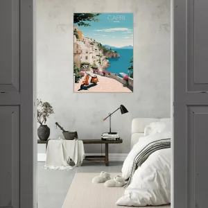Cadre Évasion Vintage à Capri, Perle d’Italie capri style affiche rétro