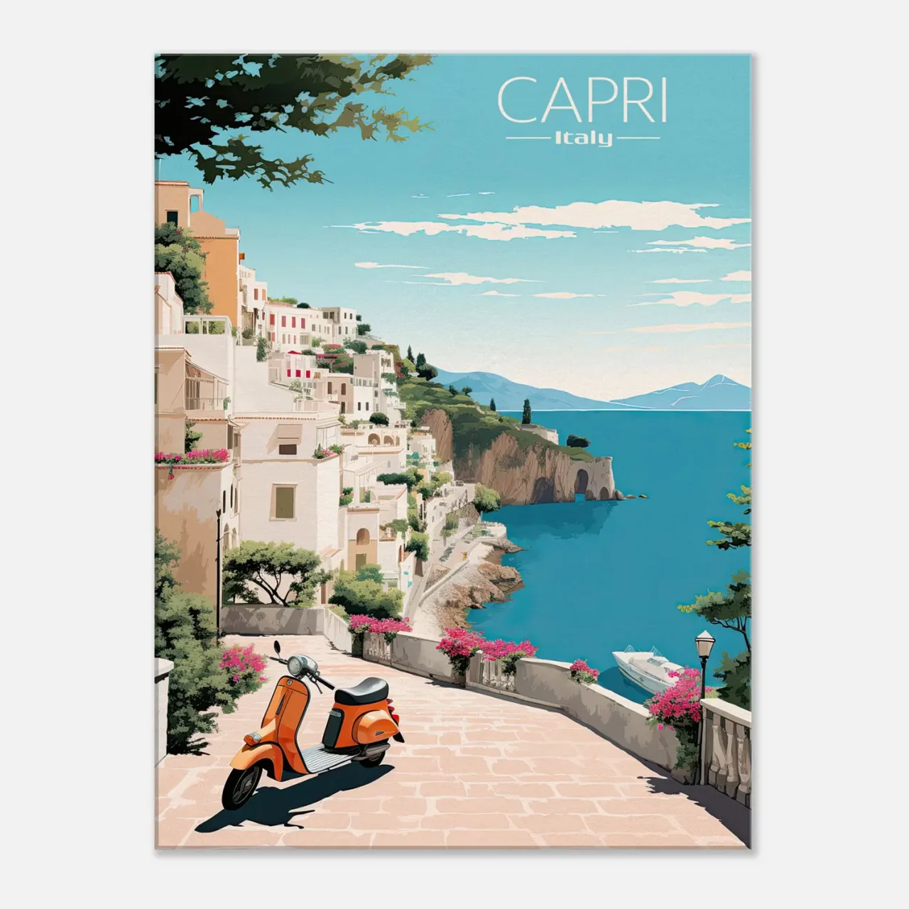 Cadre Évasion Vintage à Capri, Perle d’Italie capri style affiche rétro