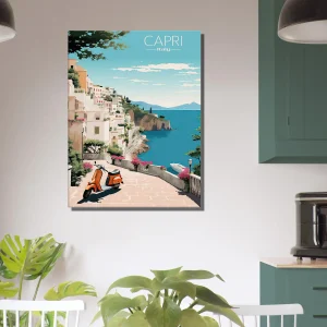 Cadre Évasion Vintage à Capri, Perle d’Italie capri style affiche rétro