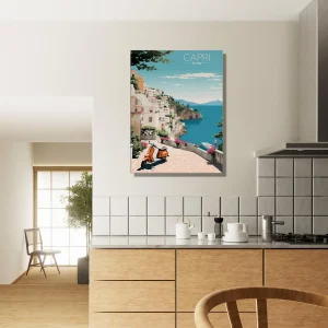 Cadre Évasion Vintage à Capri, Perle d’Italie capri style affiche rétro
