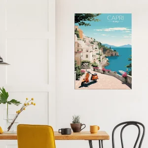 Cadre Évasion Vintage à Capri, Perle d’Italie capri style affiche rétro