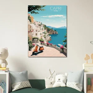 Cadre Évasion Vintage à Capri, Perle d’Italie capri style affiche rétro