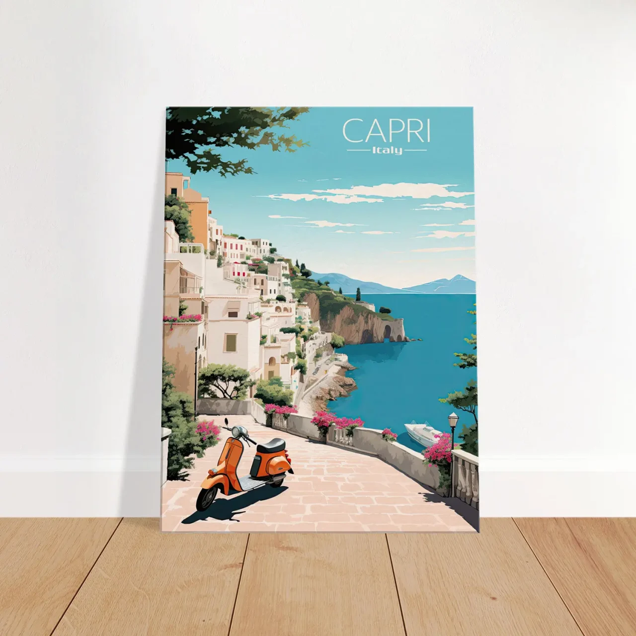 Cadre Évasion Vintage à Capri, Perle d’Italie capri style affiche rétro