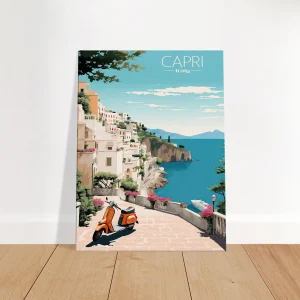 Cadre Évasion Vintage à Capri, Perle d’Italie capri style affiche rétro