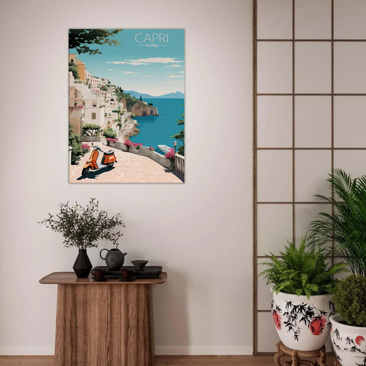 Cadre Évasion Vintage à Capri, Perle d’Italie capri style affiche rétro